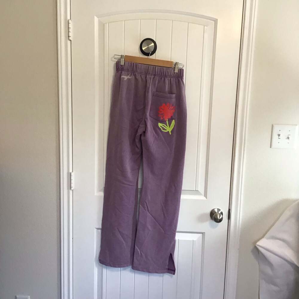The Mayfair Group You Deserve Flowers Wide Leg Sweatpants Purple XS - Picture 4 of 14